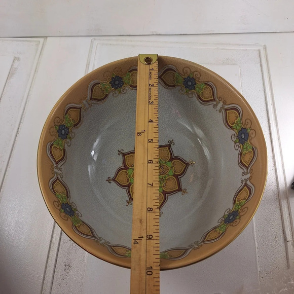 Large Asian Chinoiserie Style Decorative Crackle Bowl 10" - Picture 7 of 10